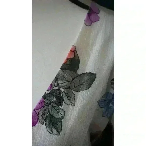 Crystal Sky White Floral Maxi V-Neck Flutter Short Sleeves Boho Dress Size 9 - Picture 12 of 15